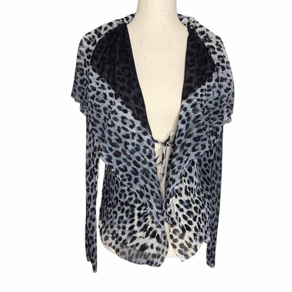 Fuzzi Animal Print Mesh Long Sleeve Top